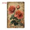 2D Flat, Vintage Rose Metal Wall Art Sign - 8"x12" Elegant Floral Decor with Pre-Drilled Holes, Durable Iron Rust Finish for Hom