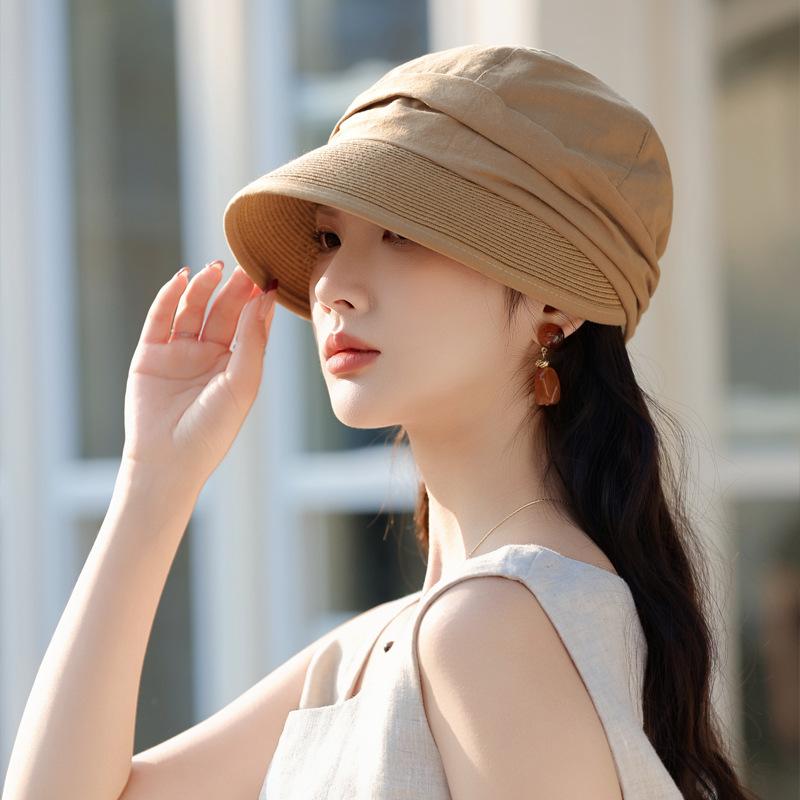 Весенне-летние новые шляпы, женский универсальный темперамент, плиссированная шляпа от солнца с чувством стиля, дышащая шляпа от солнца для защиты от солнца для путешествий на открытом воздухе