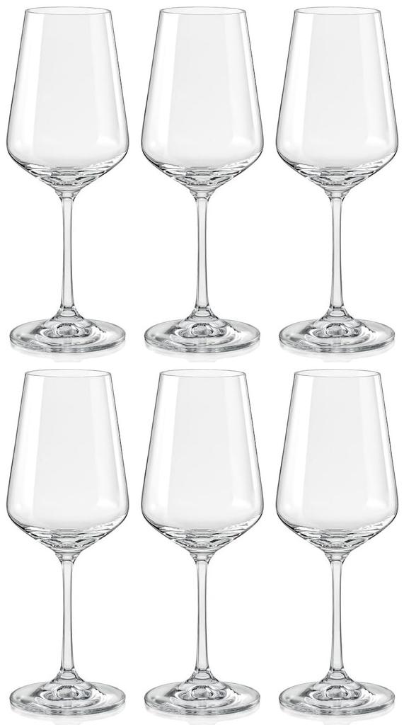 Bohemian Glass SANDRA Glass Wine Glasses, Set of 6, 350ml, Dishwasher Safe, Crystallex, 40728-350-6