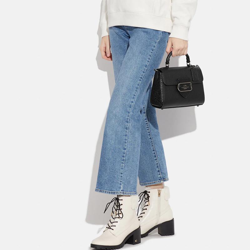 Новая сумка COACH из коровьей и овечьей кожи через плечо, сумка-кроссбоди, женская черная сумка-труба CF321-QBM2