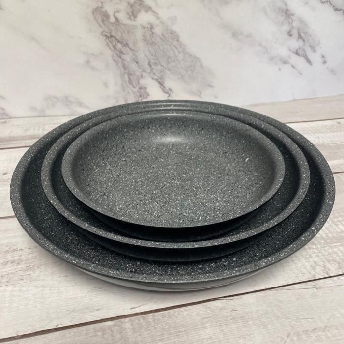 Set de poêles - Arthur Martin - AM130B - 20-24-28 cm - Poignée amovible - Antiadhésif