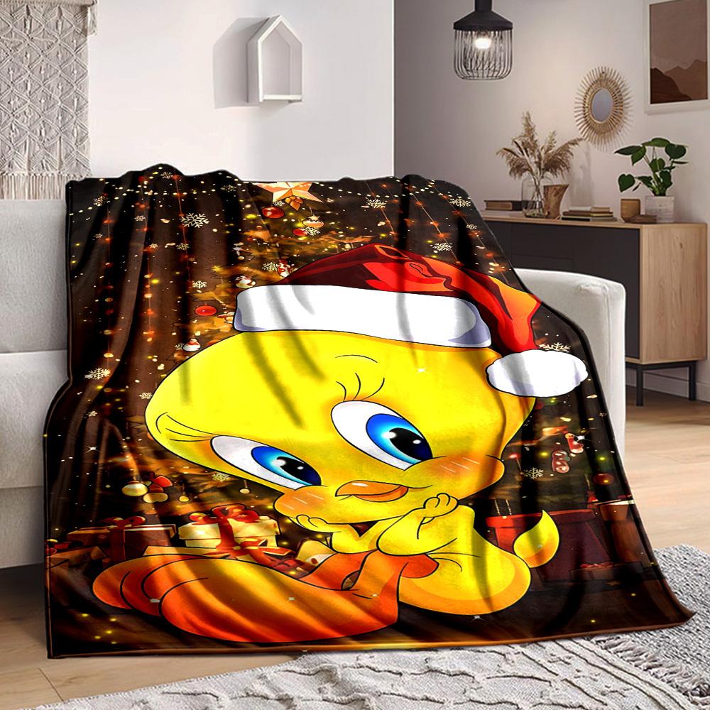 1pc Tweety Bird Blanket Lightweight Flannel Throw For Sofa, Bed, Travel, Livingroom, Office, Couch, Chair, And Bed