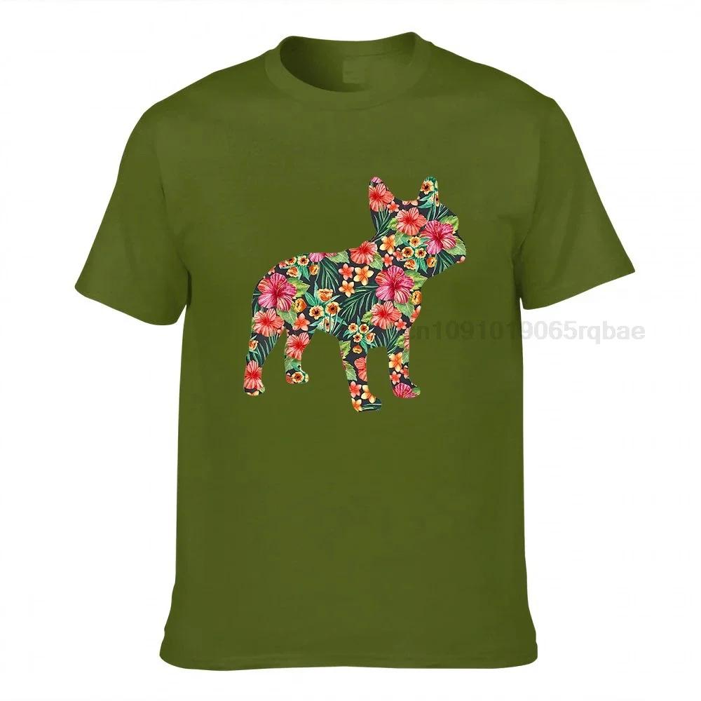 French Bulldog Flower Funny Dog Silhouette Floral Gift Unisex Sweatshirt Crazy Summer Tops T Shirt Newest Cotton Unisexs Tshirts
