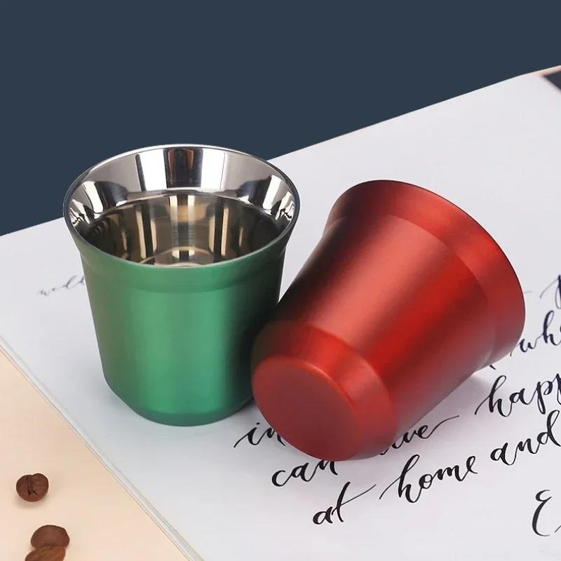 1 шт. 80 мл мини-чашки для кофе из высококачественной нержавеющей стали с двойными стенками и теплоизоляцией, портативные маленькие чашки для напитков