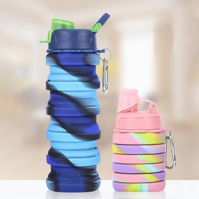 Складная силиконовая бутылка для воды, складные спортивные стаканы для воды с карабином, фитнес-чайник, портативная дорожная чашка для питья для улицы