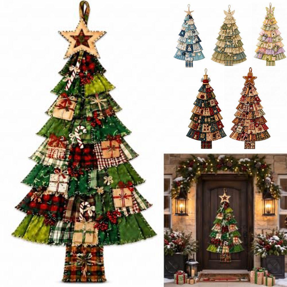 Oversized Patchwork Christmas Tree Door Hanging DIY Quilted Tree Ornament Front Door Decor