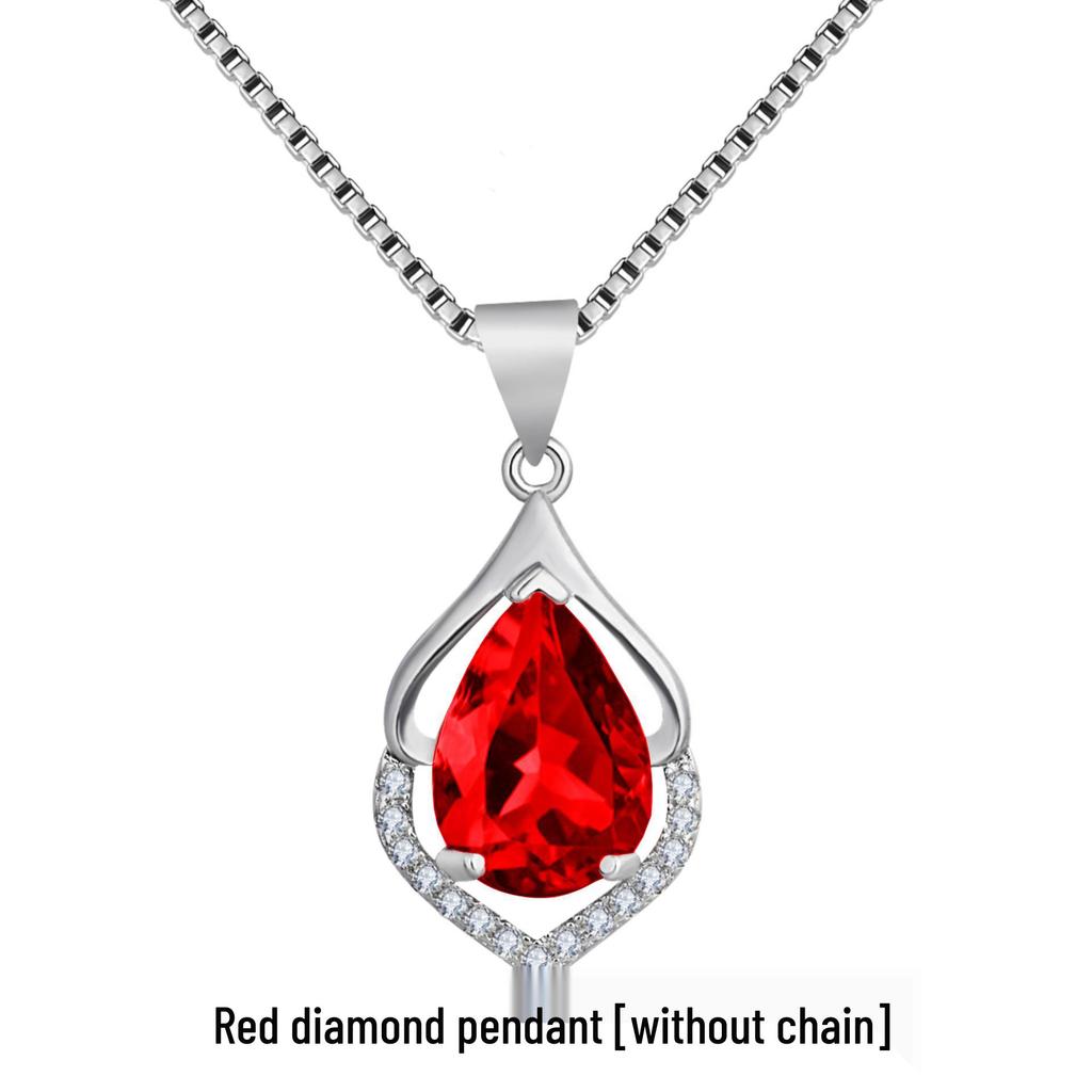 Корейское серебряное ожерелье с аметистом в форме капли на ключицу