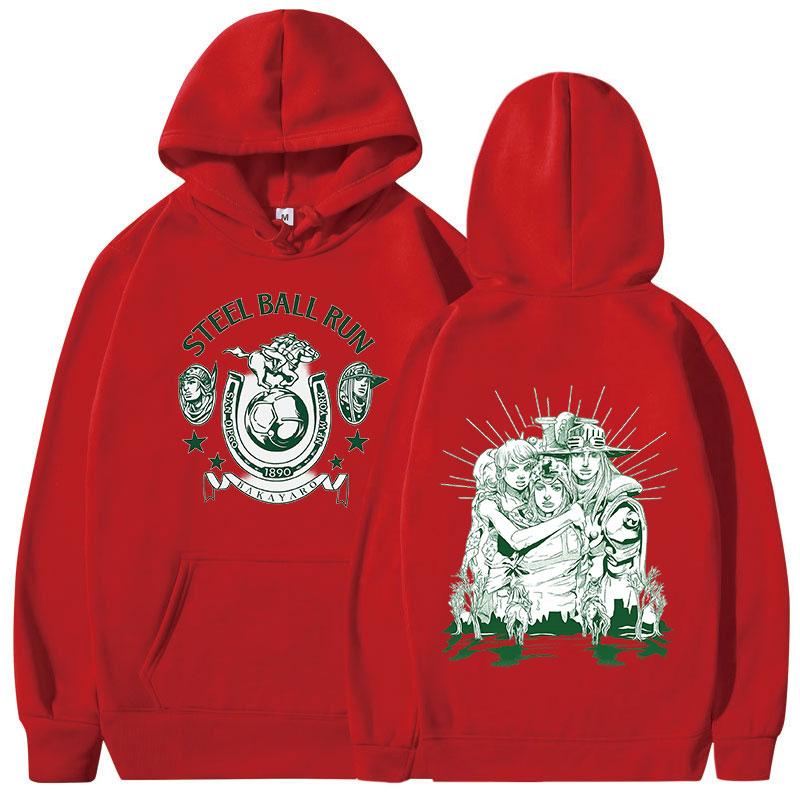 Японское Аниме JoJo's Bizarre Adventure Худи STEEL BALL RUN Графические Свитшоты по Манге Мужские Женские С Длинным Рукавом Флисовые Пуловеры