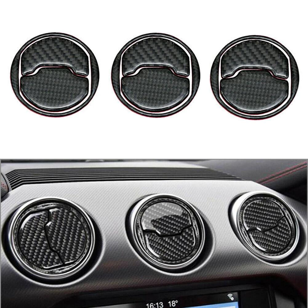 1 комплект, внутренняя накладка из углеродного волокна для внутреннего вентиляционного отверстия, накладка для Ford Mustang 2015-автомобильные аксессуары, стиль интерьера