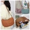 Korean Style Corduroy Shoulder Bag Cotton Cloth Canvas Handbag Solid Color Shoulder Bag Travel