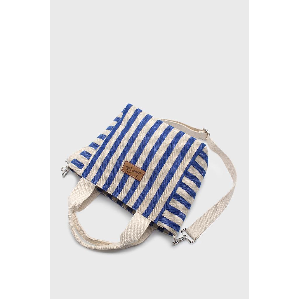 Women's Striped Mini Linen Tote Bag