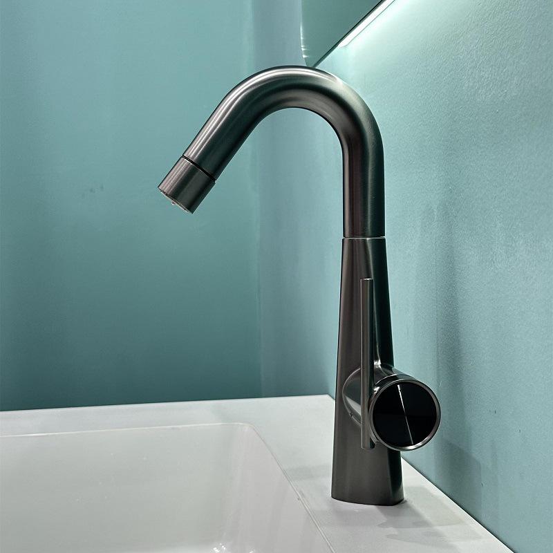 Ванная раковина в немецком стиле с дофаминовым смесителем: Цельномедный, Горячий/Холодный, Вращающийся Выдвижной Настольный Умывальник.