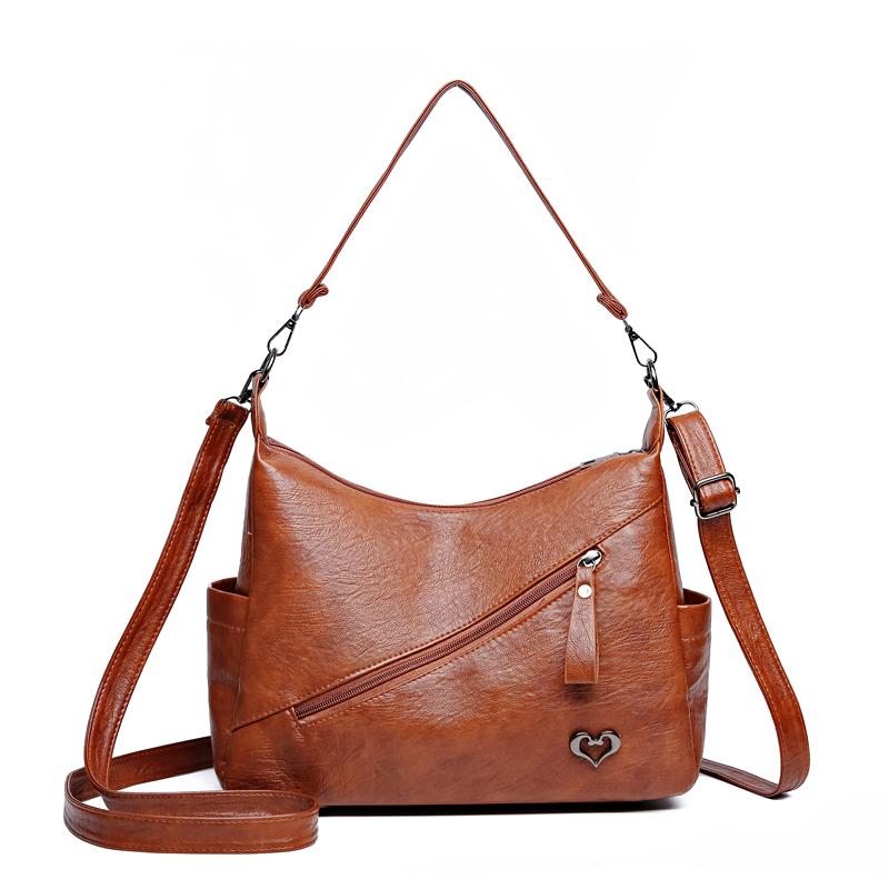 Small Square Bag Women's Soft Leather Handbag Shoulder Crossbody Bag Mother Bag