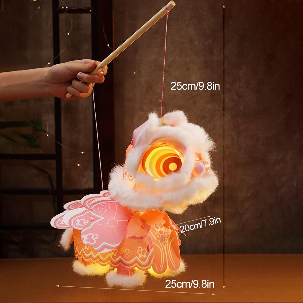 2026 Year Of The Horse Lion Dance Lantern Handmade DIY Material Package, Children's Handheld PVC Waterproof Luminous Toy