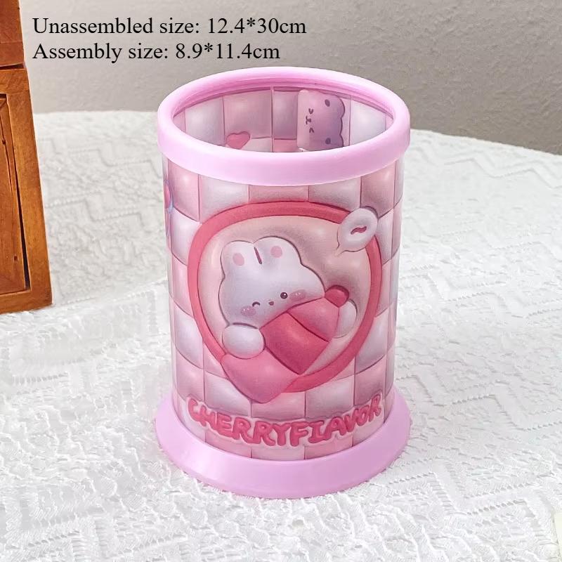 1 шт., симпатичный визуальный 3D-мультяшный узор, пластиковый держатель для ручек, настольный органайзер для косметики для девочек, студенческий офисный ящик для хранения