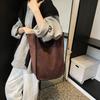 Vintage Suede Women's Bag  Autumn New Casual Solid Color High Capacity Temperament Sense Versatile Single Shoulder Bag