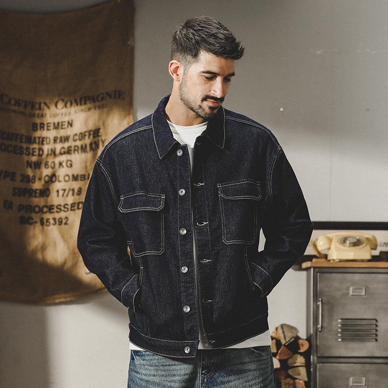 Jay Leno American Classic Active Dye Non-Fading Denim Jacket Men'S Loose Trend Handsome Tooling Jacket
