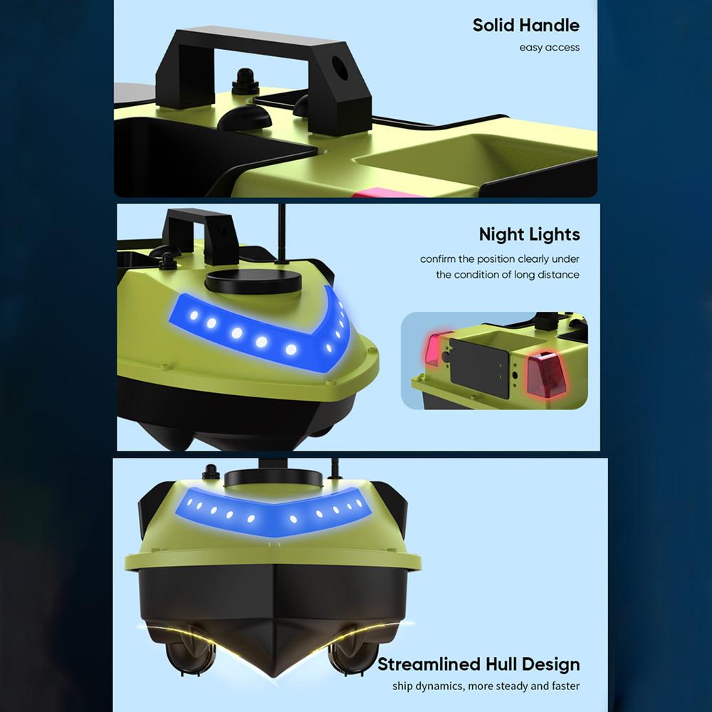GPS RC Лодка-приманка 600M Беспроводной пульт дистанционного управления Рыболовная лодка-приманка Лодка-фидер с 3 приманками