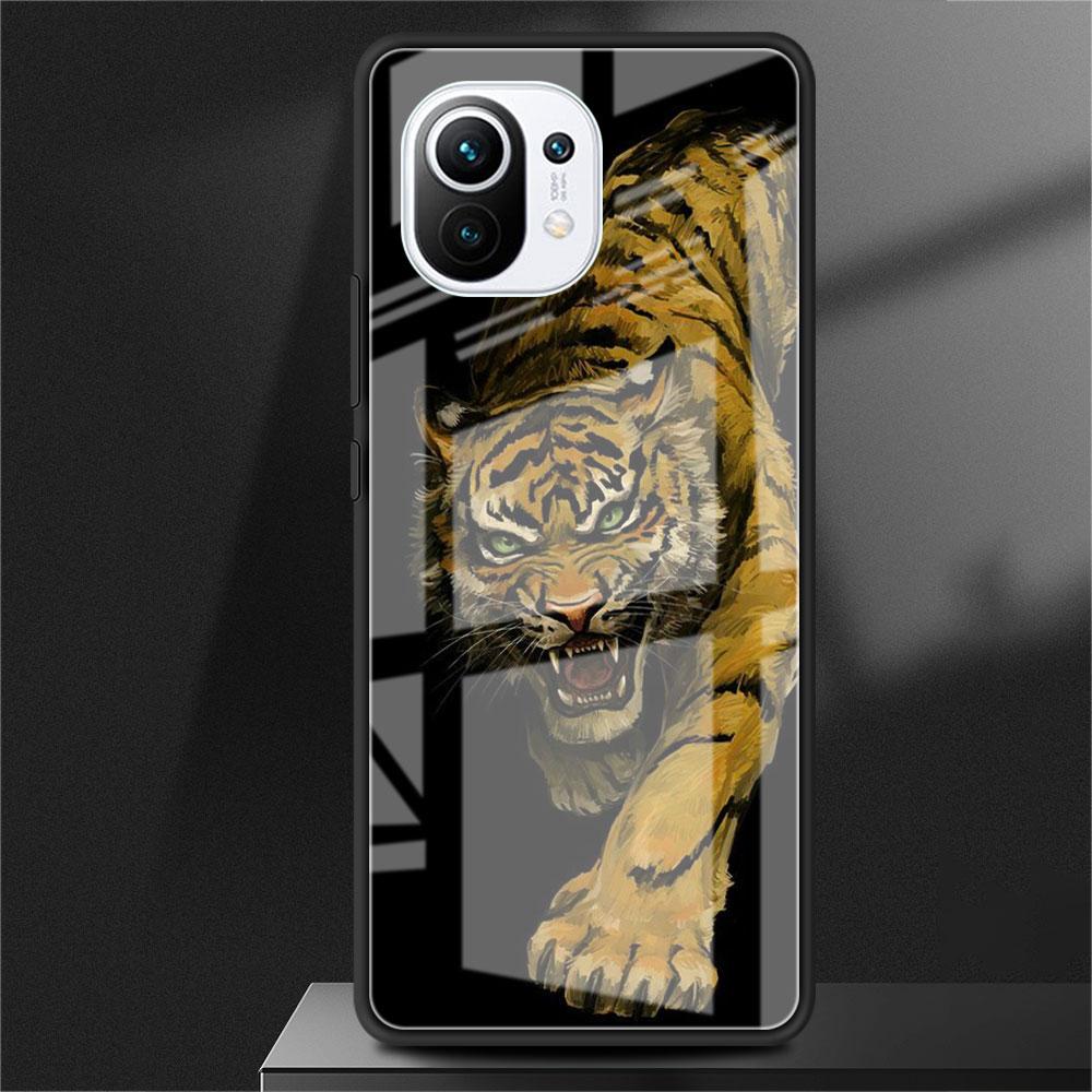 Стеклянный чехол для Xiaomi Poco X3 NFC 11 Lite 11T F3 M3 для Redmi Note 11 10 9 8 Pro 10S 9S 9A 9C, чехол для телефона Лев Волк