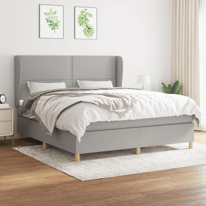 3128461 vidaXL Divan Bed with Mattress Light Grey 180x200cm Fabric