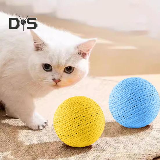 Cat Sisal Ball Interactive Cat Scratching Ball Toy Natural Sisal Scratcher Ball with Sound for Kitten Teeth Cleaning Training