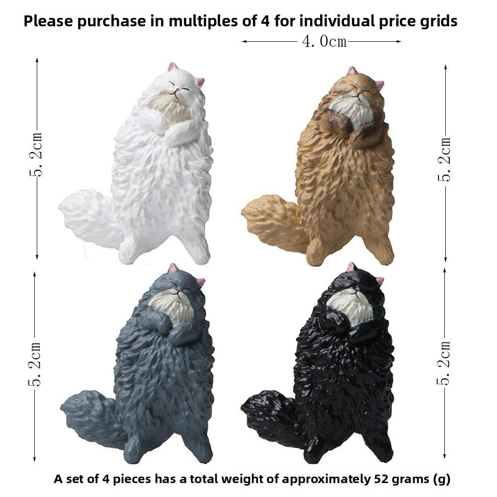 4pcs Cute Cartoon Sleeping Cat Model Ornament Set Accessories Decoration