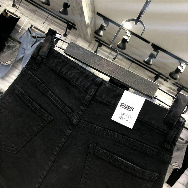 Elasticity Denim Shorts Women's Summer Five-point Pants Straight Cycling High Waist Thin Pants Female