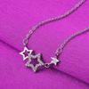 Silver-Plated Clavicle Necklace with Stone Stars - Cute Korean Jewelry Birthday Gift