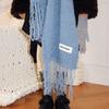 MEENDERI ALPACA KNIT LONG MUFFLER - BLUE