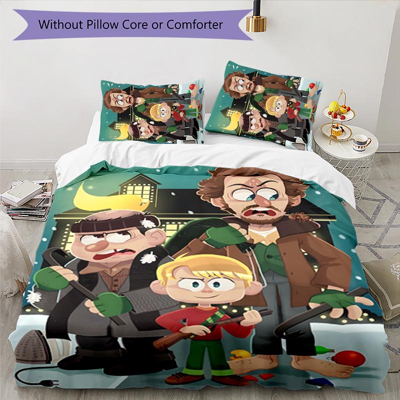 Home Alone 3pcs Bedding Set Duvet Cover Closure Includes 1 Duvet Cover & 2 Pillowcases for All Seasons Bedroom Home Dorm Decor