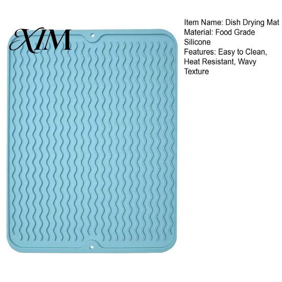 Countertop Placemat Silicone Dish Drying Mat, Heat Resistant Kitchen Counter Mat Waterproof Utensil Drainer for Dining Table, Compact Storage