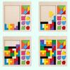 Wooden Cube Jigsaw Building Blocks Early Childhood Education Geometric Jigsaw Puzzle Early Education Toys