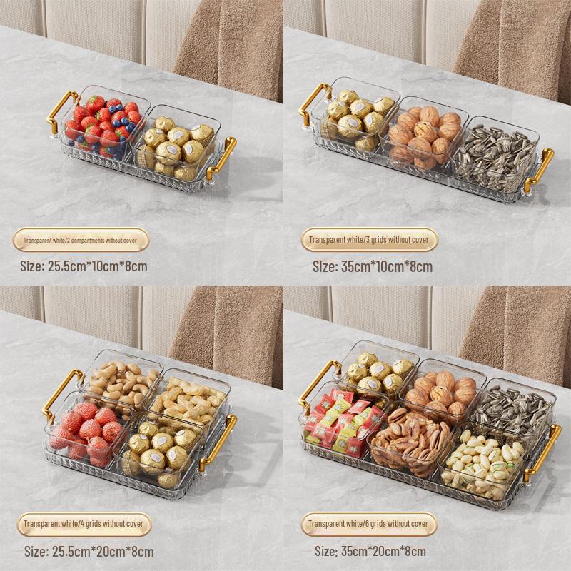 Роскошная коробка для конфет с отделениями: Элегантный поднос для закусок и фруктов с крышкой для гостиной