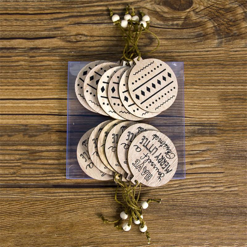 1set 12pcs Fashion Christmas Pendant Wooden for Christmas Tree Christmas Day Gift