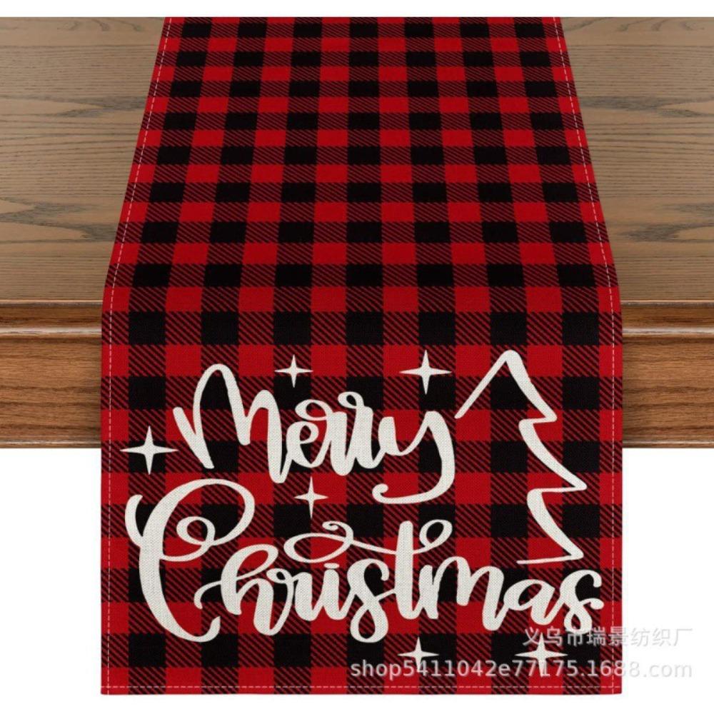 Праздничная скатерть-дорожка Рождественское украшение Принт Льняная настольная салфетка Маленькая накидка на обеденный стол