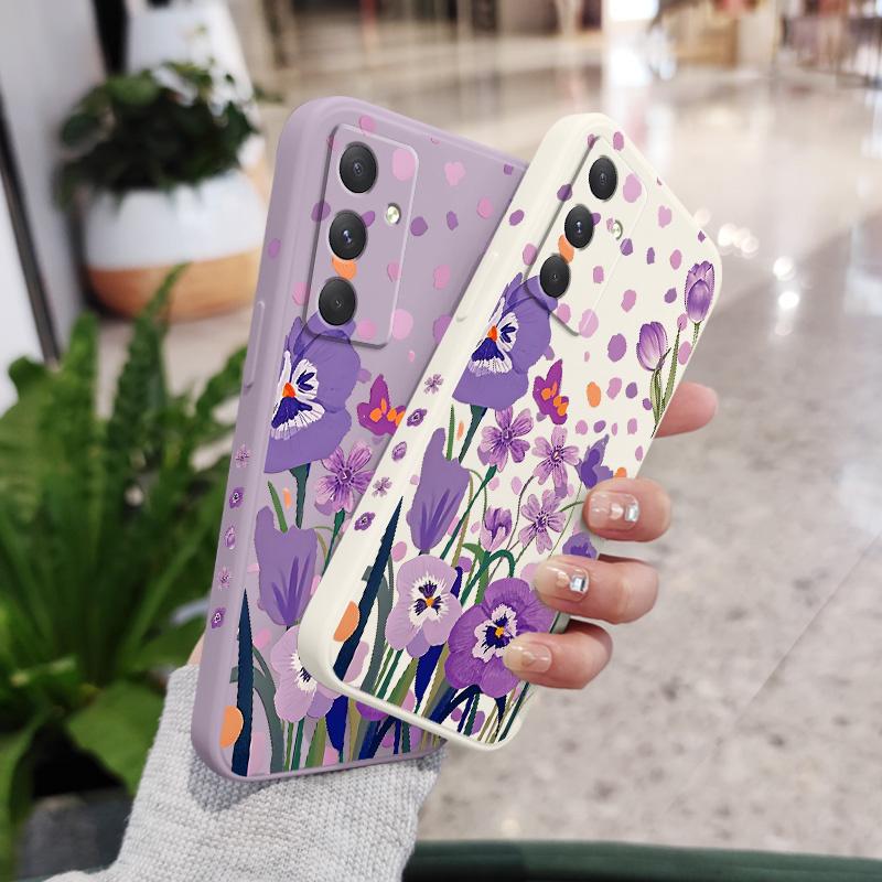 Фиолетовый чехол-брелок Тюльпан для Samsung Galaxy A37 A57 Жидкий силиконовый чехол