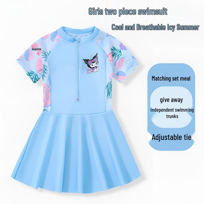 2024 Девочки Цельный Купальник-Юбка - Летняя Купальная Одежда для Детей в Размерах S, M и L