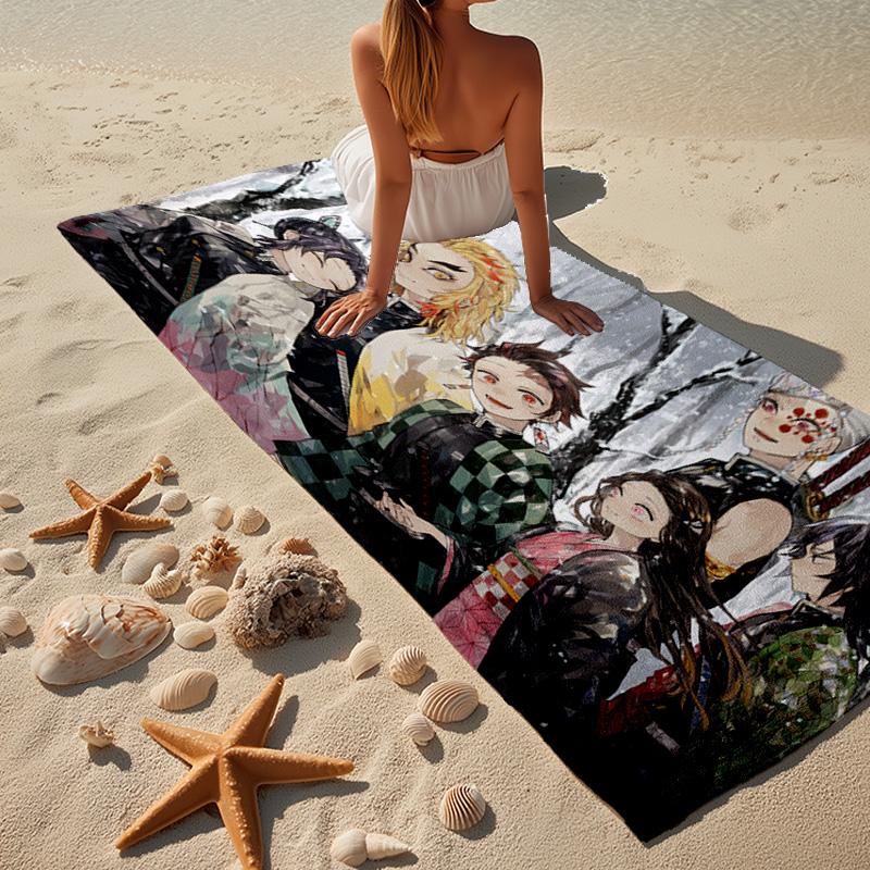 1PC Winter Fantasy Slayer Group Beach Towel - Soft, Absorbent Microfiber, Lightweight, Ideal for The Beach, Parties, Travel, Camping fan gifts