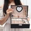 PU Jewelry Storage Box Dustproof Cosmetics Box Multifunctional Double Layer Jewelry Box  for Home