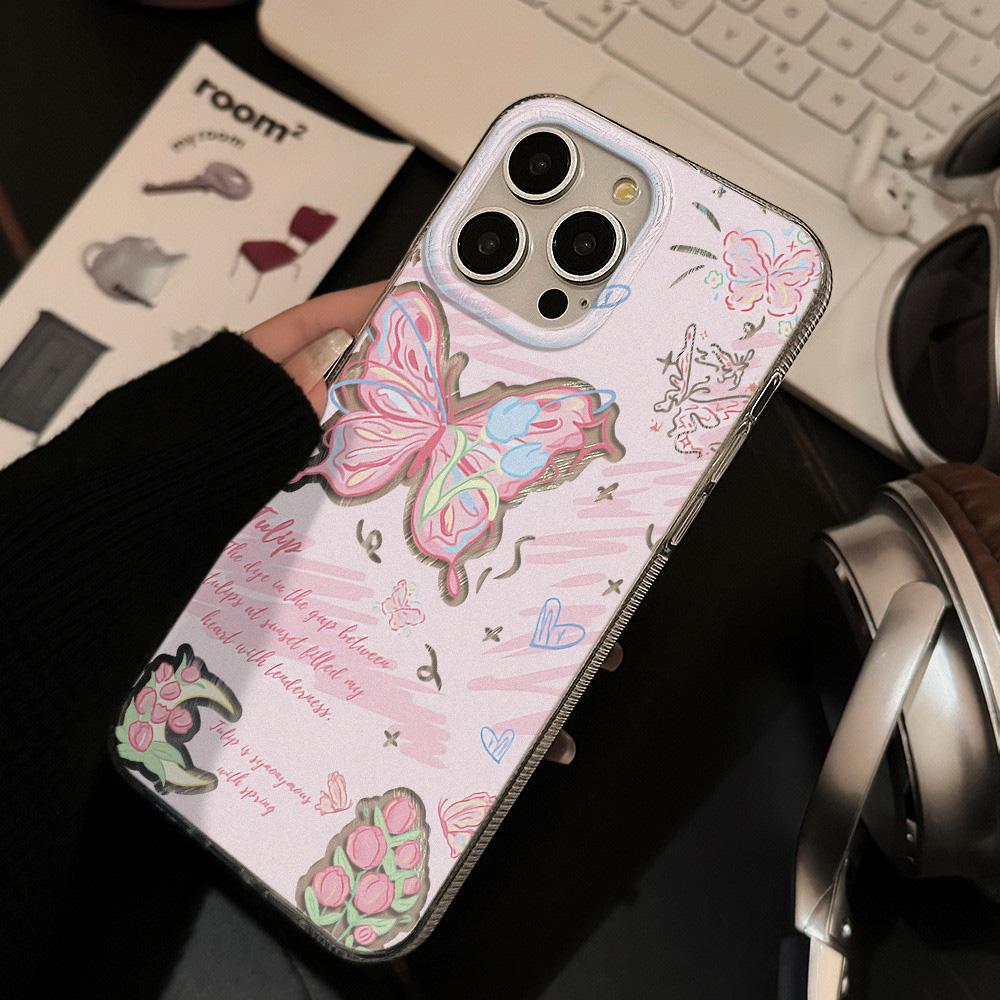 Feather Luster Phone Case for Samsung A53 A14 A33 A12 A32 S24 S23 Plus S20 S21 FE for iPhone 17 15 16 13 Pro 17 16 Pro Max Butterfly Bow Phone Case