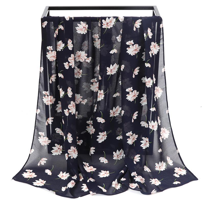 NEW Fashion Women Chiffon Flower Print Muslim Head Scarf Ladies High Quality Shawl and Wrap Female Headband Hijab Stoles