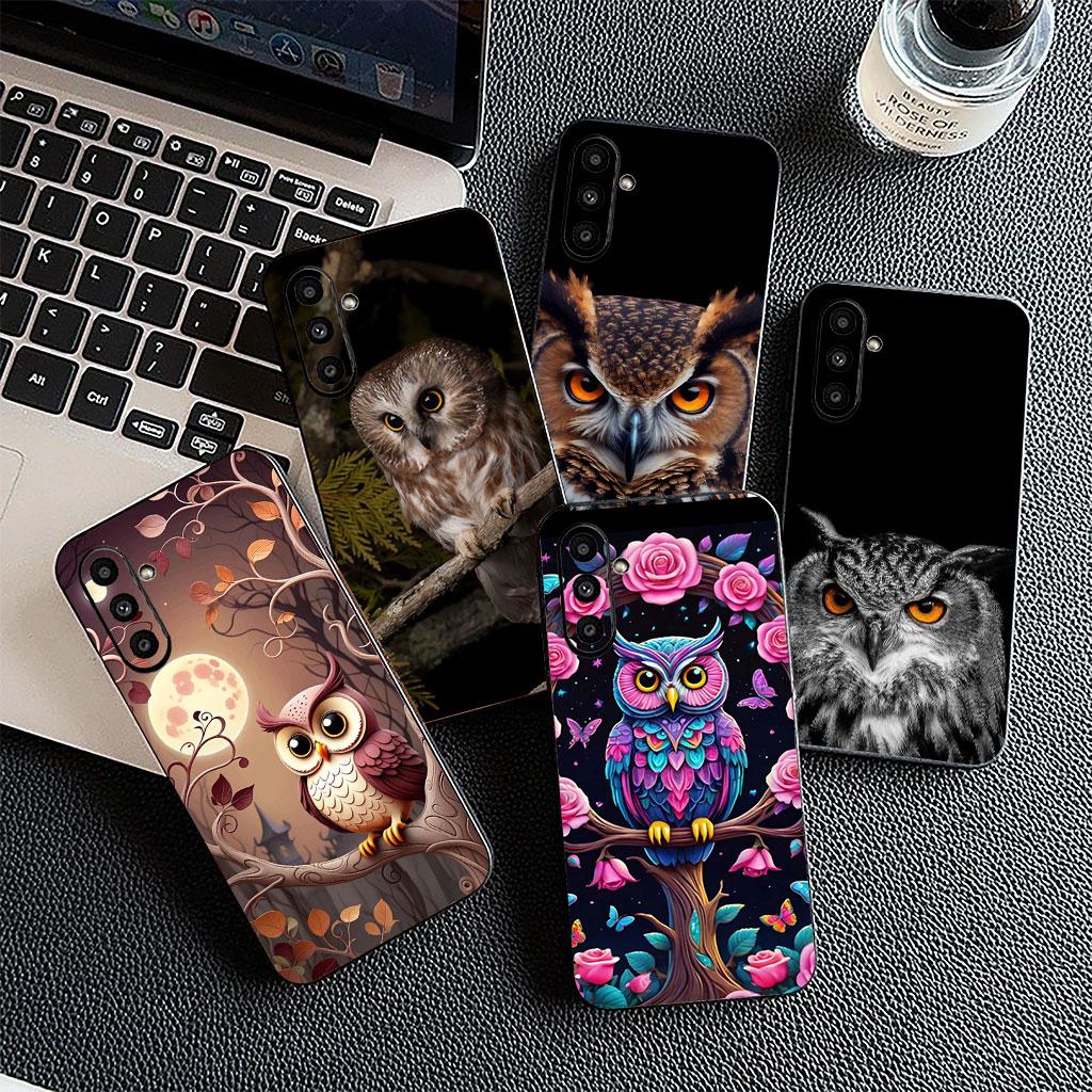 Soft Cover for Samsung Galaxy S22 S21 S20 FE Ultra Plus A35 A36 A55 A37 A33 A34 A57 Coque Phone Case Bird Owl Comics Lovely