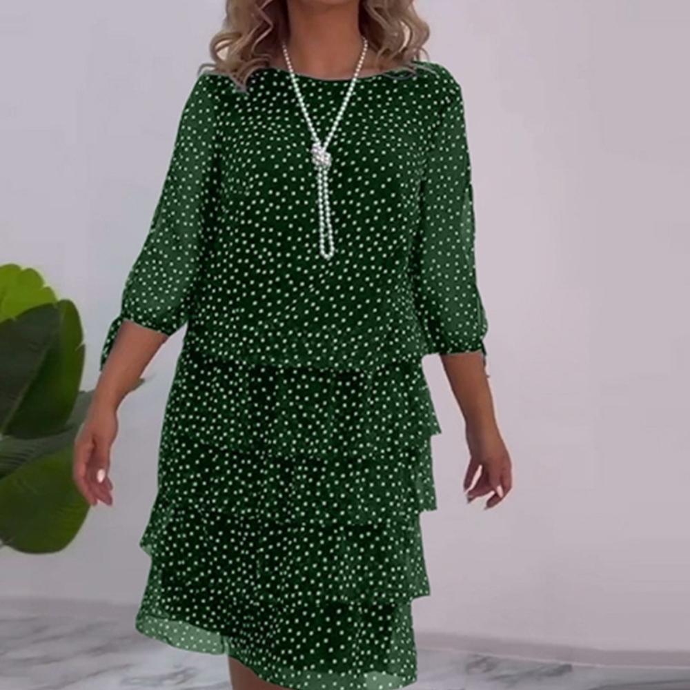 2025 Элегантная женская одежда с круглым вырезом и принтом в горошек