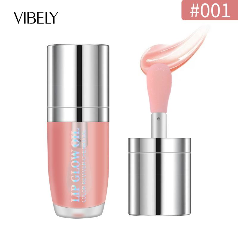 VIBELY Water Light Transparent Glass Lip Oil Mirror Moisturizing, Moisturizing, Smooth, Lip Gloss, Not Sticking Cup Red