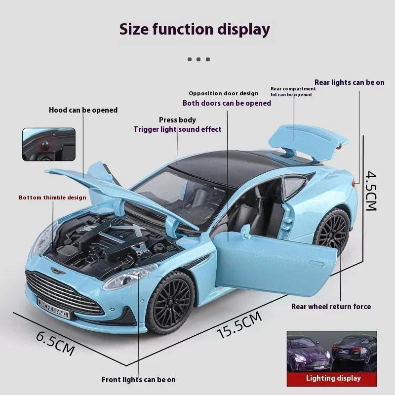1:32 Martin DB12 GT Supercar Alloy Diecast Metal Model Car Sound And Light Hobby Collectibles Ornaments Birthday Gift Boys