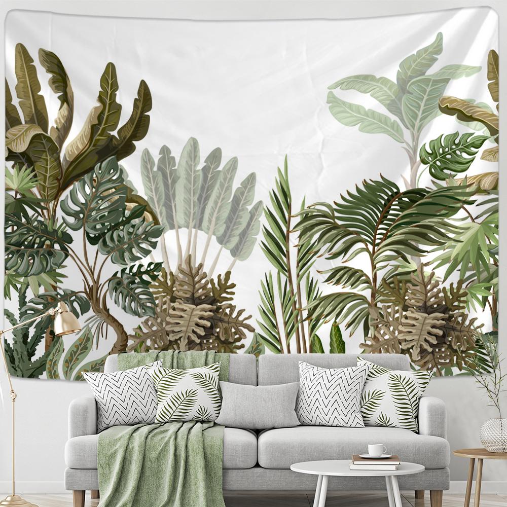 Гобелен с тропическими растениями и животными, настенный психоделический загадочный пейзаж, эстетика, декор для комнаты, гостиной