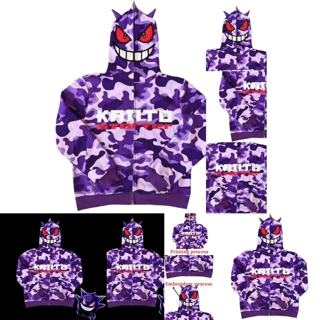 Модная толстовка с капюшоном на молнии Gengar Pokémon для осени
