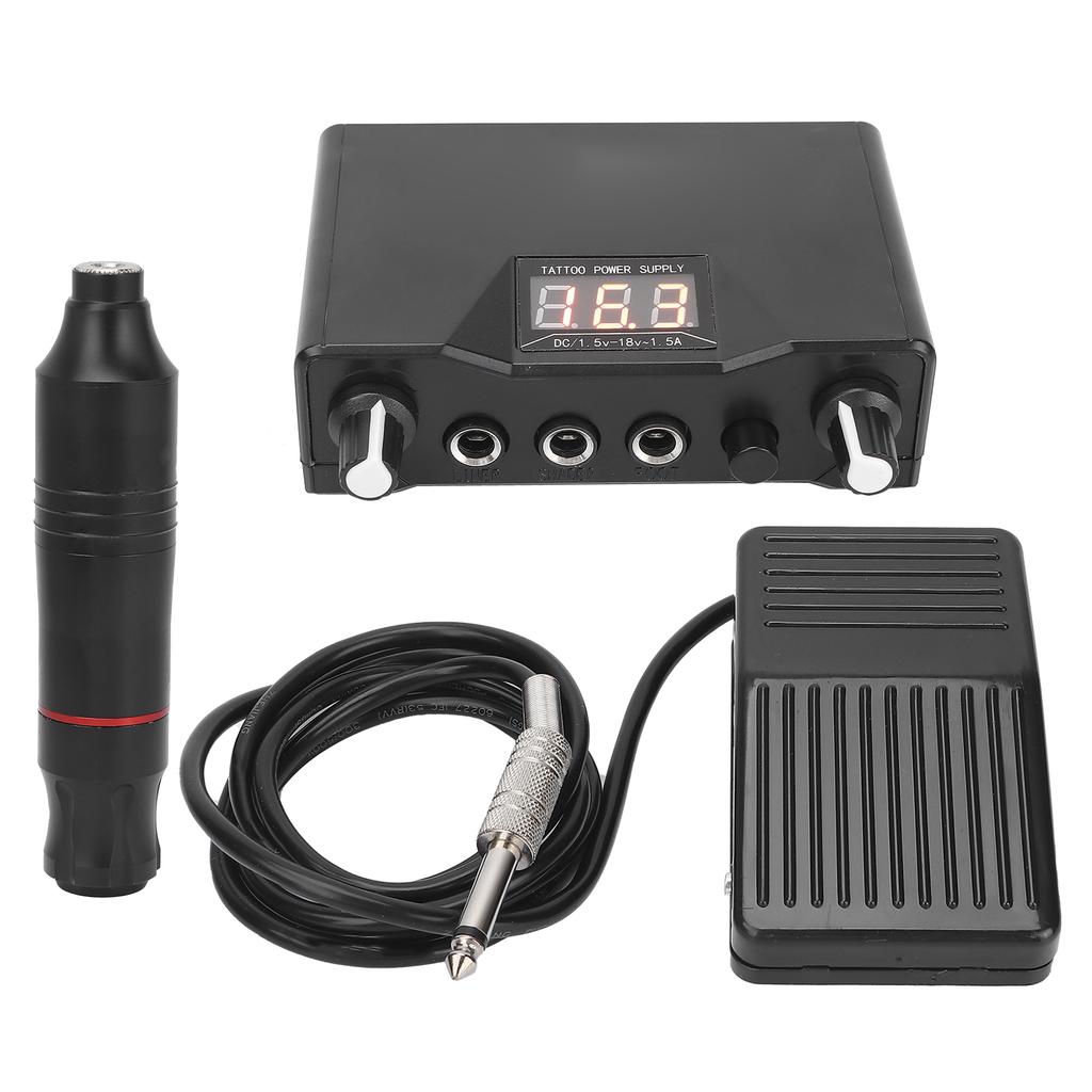 Профессиональный набор для татуировки с ручкой и блоком питания для тату-машинки, черный