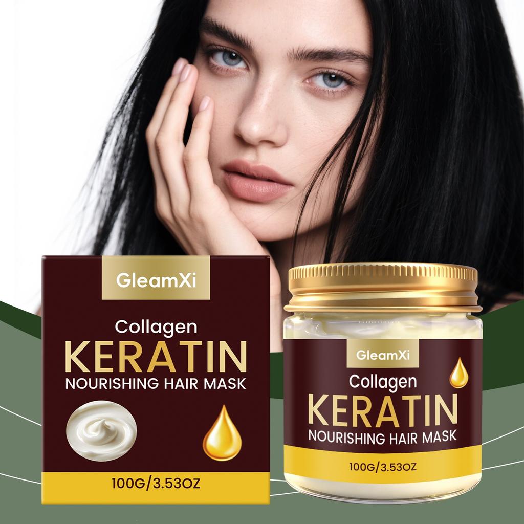 Collagen Hair Mask Deep Repair Dry Damaged Hair, Smooth Frizz Control and Strengthening Treatment, Nourishing Conditioner