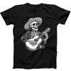 Guitar Player Skull Skeleton Mexican Hat Mexico Funny Gift Black T Shirt 256